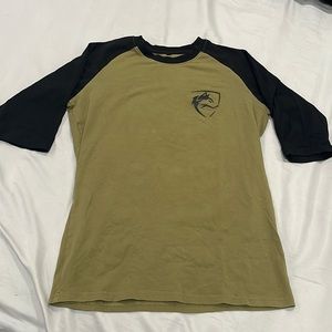 Alphalete Black and Military Green 3/4 Sleeve Baseball Shirt